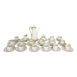 White Porcelain Coffee Service, France, 20th Century, Set of 18 For Sale