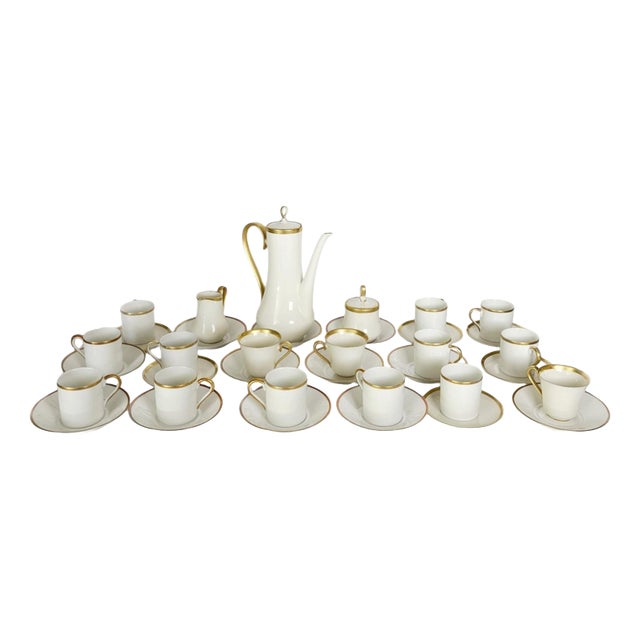 White Porcelain Coffee Service, France, 20th Century, Set of 18 For Sale