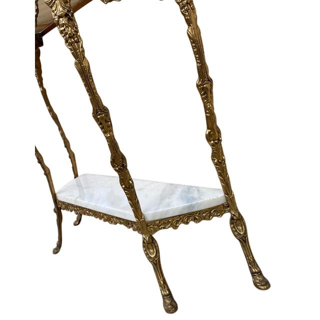 Louis XV Rococo Style Brass Console and Mirror, 1920s, Set of 2 For Sale - Image 6 of 8
