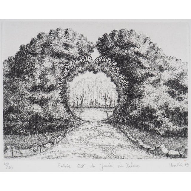 François Houtin, East Entrance of the Garden of Delights, Engraving For Sale - Image 6 of 6