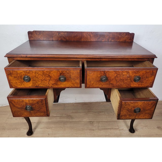 Antique Victorian English Walnut Writing Desk, 1890 For Sale - Image 3 of 18