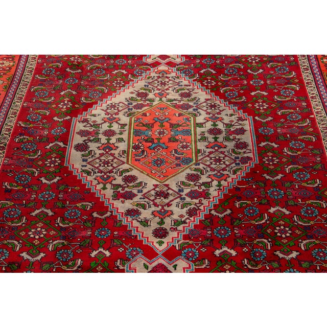 Red Vintage Persian Kashan Allover Designed Wool Rug For Sale In New York - Image 6 of 8