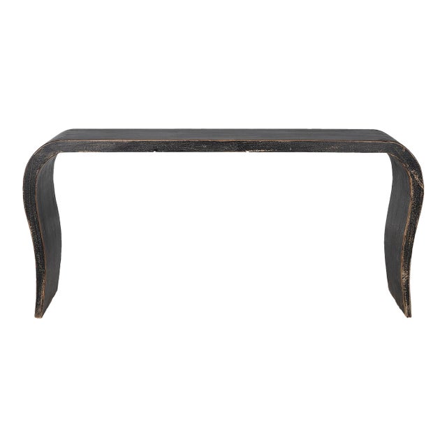 Paint Patina Elm Curved Form Console For Sale