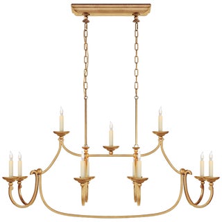 Chapman & Myers for Visual Comfort Signature Flemish Large Linear Pendant in Gilded Iron For Sale