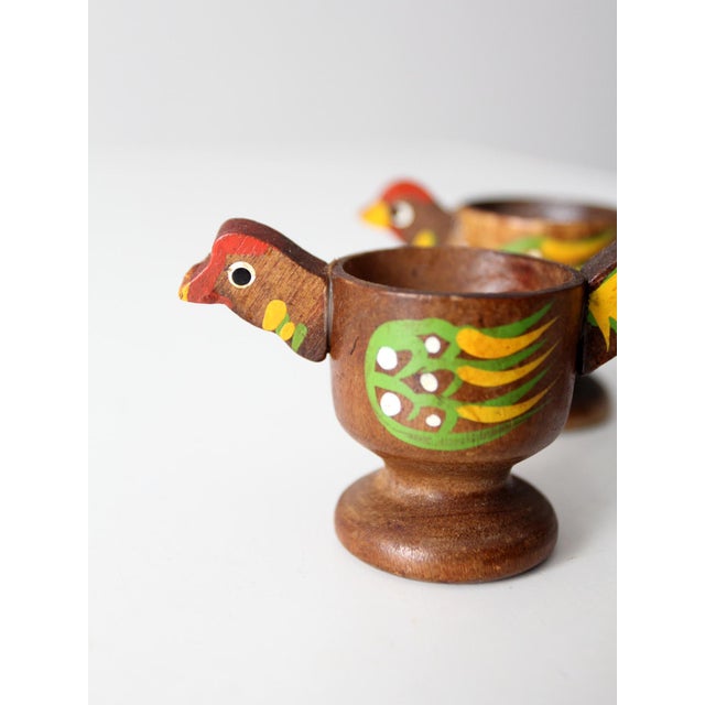 Wood Vintage Wooden Bird Egg Cups Set of 4 For Sale - Image 7 of 9