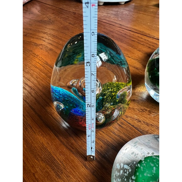 1970s Collection of Green Glass Vintage Paperweights- Set of 4 For Sale - Image 5 of 9
