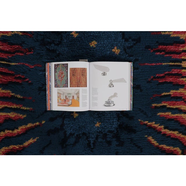 Vintage Swedish Rya Rug With Indigo and Orange Abstract Pattern - Rug & Kilim For Sale - Image 9 of 10