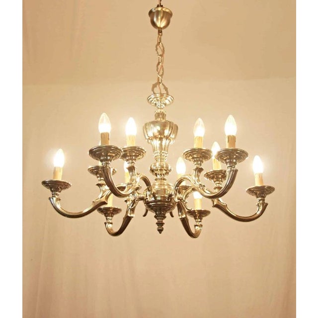 White Metal 2-Tier Chandelier with 12 Bulbs For Sale - Image 4 of 5