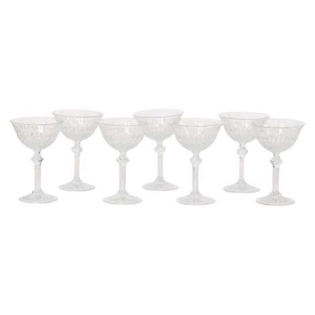 Glass Vintage Regency Fidenza Crystal Champagne Glasses, 1980s, Set of 7 For Sale - Image 7 of 18