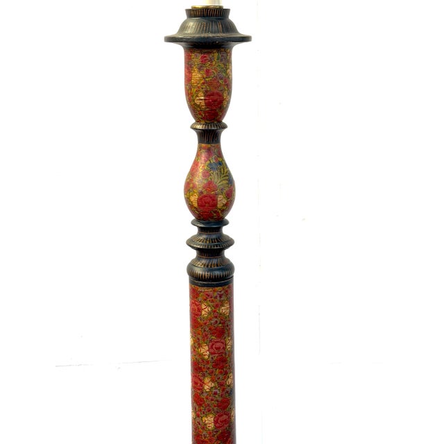 Brown Frederick Cooper Kashmiri Polychrome Lacquer Floor Lamp, Circa 1970s For Sale - Image 8 of 18