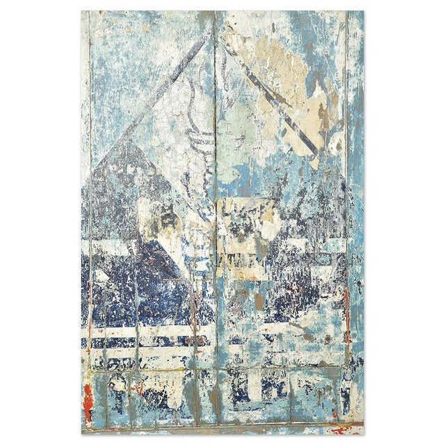 Antique two-panel painted wooden screen This piece is designed in the style of the selected designer and/or manufacturer