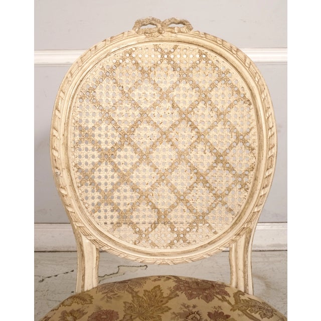Brown French Louis XVI Cane Back Paint Decorated Side Chair For Sale - Image 8 of 12