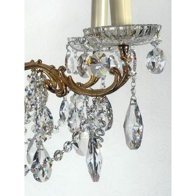 Brass and Lead Crystal Chandelier from Palwa, 1960s For Sale - Image 6 of 13
