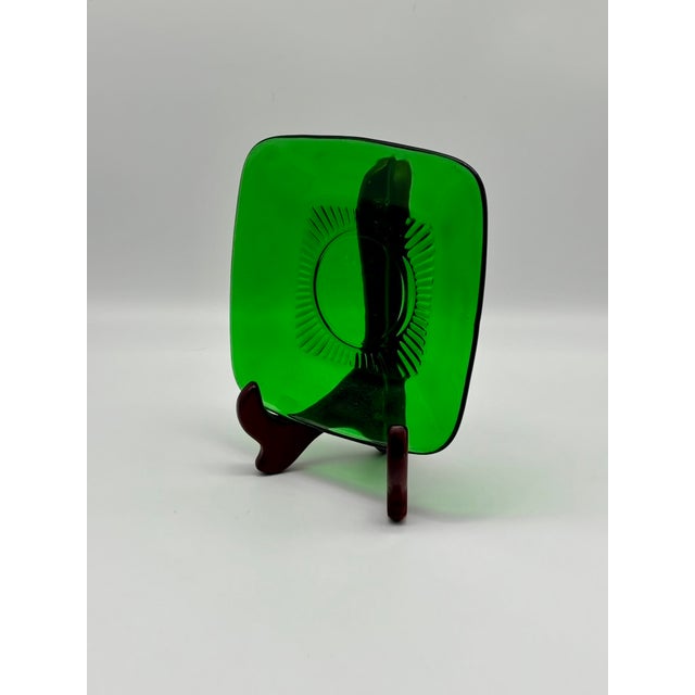 Vintage Anchor Hocking Forest Green "Charm" Pattern Luncheon Plates, Setting Set of 3, 1950s For Sale - Image 11 of 15