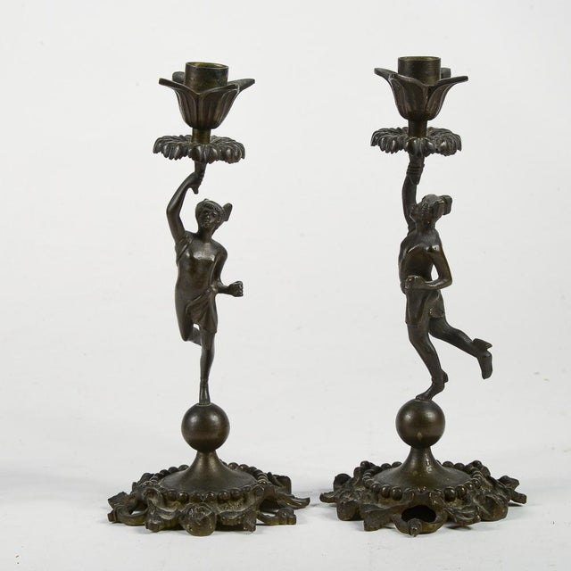 Brown Bronze Candleholders, Set of 2 For Sale - Image 8 of 9