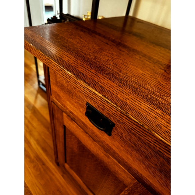 Vintage Restoration Hardware Craftsman-Style Solid Oak Credenza & Organizer For Sale In New York - Image 6 of 6