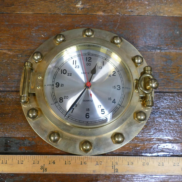 Vintage Brass Ships Porthole Wall Clock | Chairish