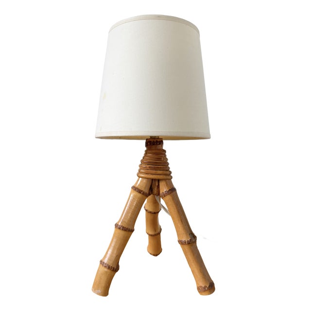 Vintage Rattan Table Lamp, 1960s For Sale