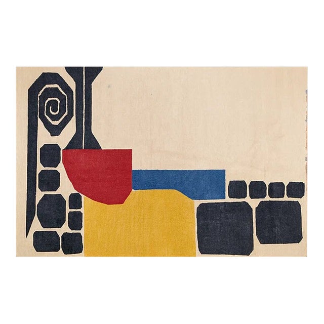 Hand-Woven Art Tapestry After Alexander Calder "Ice Rink" Aubusson Style Design For Sale