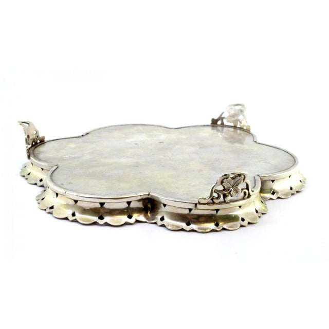 Silver Ticket Box with Lobed Shape and Cut-Out Grid For Sale - Image 3 of 8