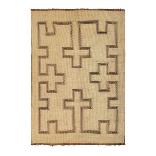Vintage Moroccan Tuareg Rug With Tribal Motifs in Beige & Brown - Rug & Kilim For Sale