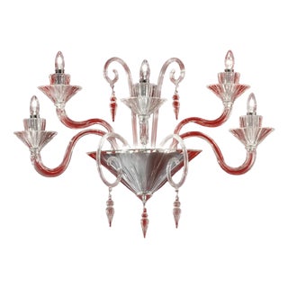 Venetian Imperial Rigadin Murano Glass Wall Sconce in Transparent Glass by Simoeng for Simoeng For Sale