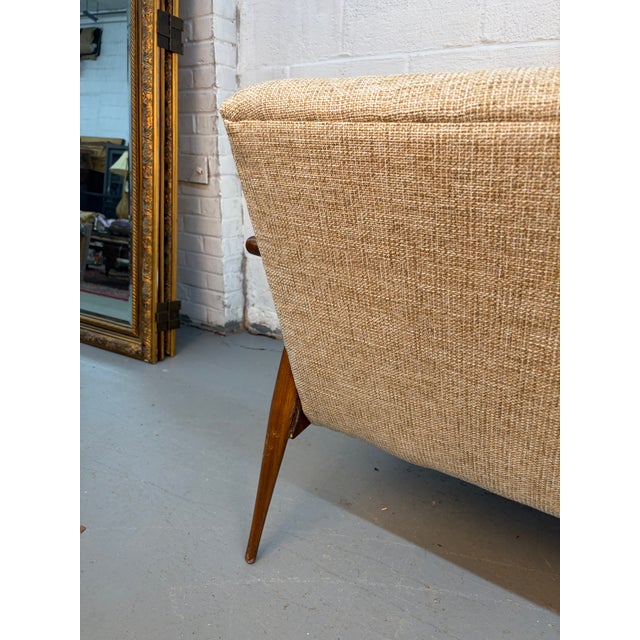 Wood Vintage Sculpted Scandinavian Tufted Sofa For Sale - Image 7 of 11