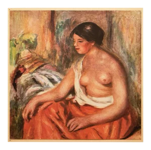 1944 "Shirtless Woman" Vintage Parisian Offset Lithograph After Auguste Renoir