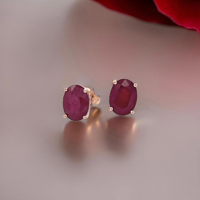 Natural Ruby Stud Earrings 14k White Gold 3.0 TCW Certified For Sale - Image 4 of 10
