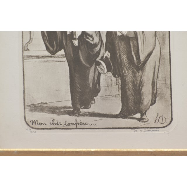 Mon Chere Confrere, Honore Daumier, Circa 1855, Lithograph Signed Under Glass from the Series Le Gens Du Justice For Sale - Image 4 of 6