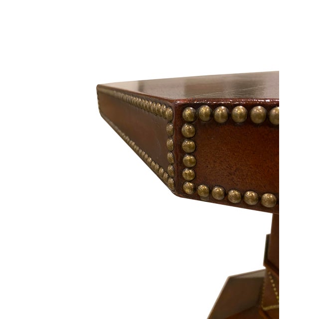 Traditional Octagonal Leather Game Table For Sale - Image 3 of 7