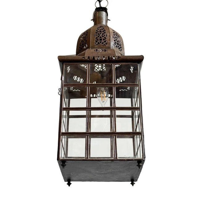 Metal Vintage Windowpane Pendant Light For Sale - Image 7 of 9