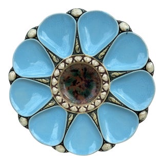 19th Century Majolica Aqua Oyster Plate Minton For Sale