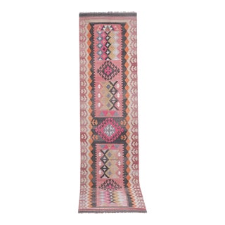 1960s Vintage Turkish Kilim Runner 3'3'' X 12'10'' For Sale