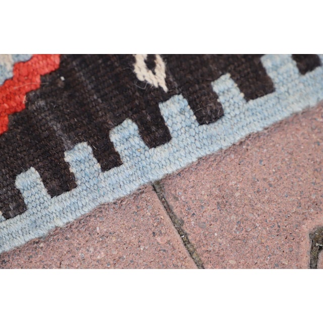 1970s Mid-Century Modern Blue Kilim Rug For Sale - Image 4 of 8