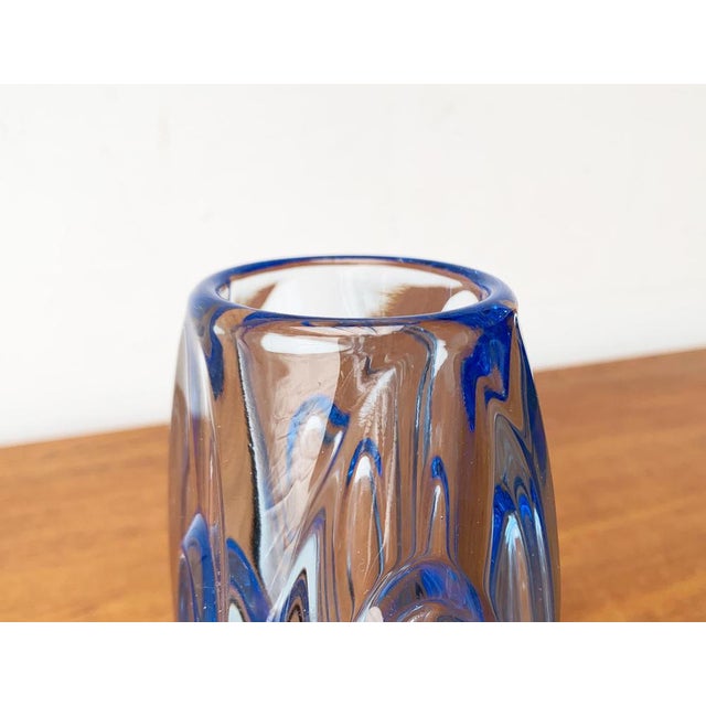 Mid-Century Model 914 Blue Glass Vase by Rudolf Schröter for Rosice, 1950s For Sale - Image 10 of 16