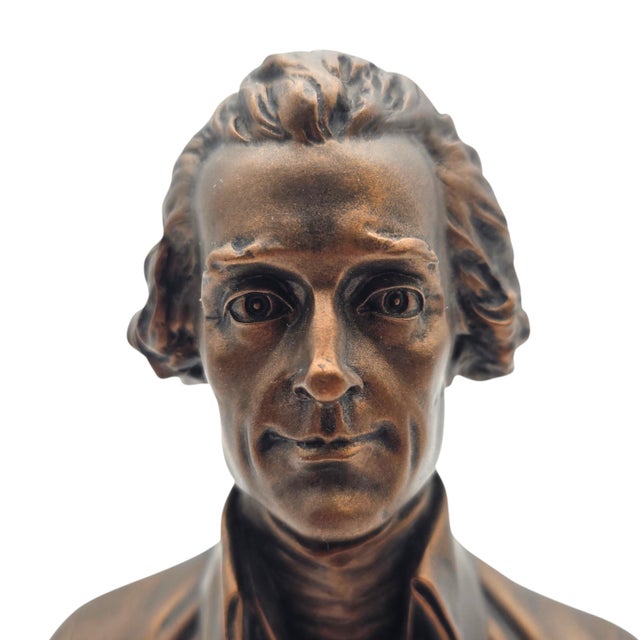Thomas Jefferson Bronze Finish Portrait Bust Sculpture, 7.5", Dated 2003 For Sale - Image 13 of 14