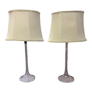 Art Deco French Crystal Cut Glass Lamps in a Lavender Amethyst Color
