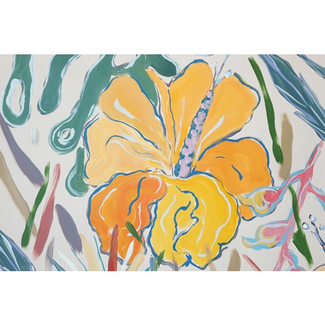 2020s 2026, Illustration Style Diptych of Tropical Hibiscus Garden, Botanical Painting on Paper by Romina Milano For Sale - Image 5 of 10