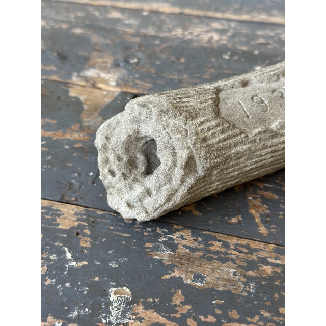 Vintage Memento Mori Carved Stone Log Inscribed, "1939" For Sale - Image 12 of 14