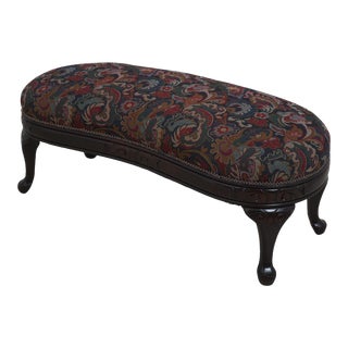 Vintage 1930s Kidney Shaped Newly Upholstered Bench For Sale
