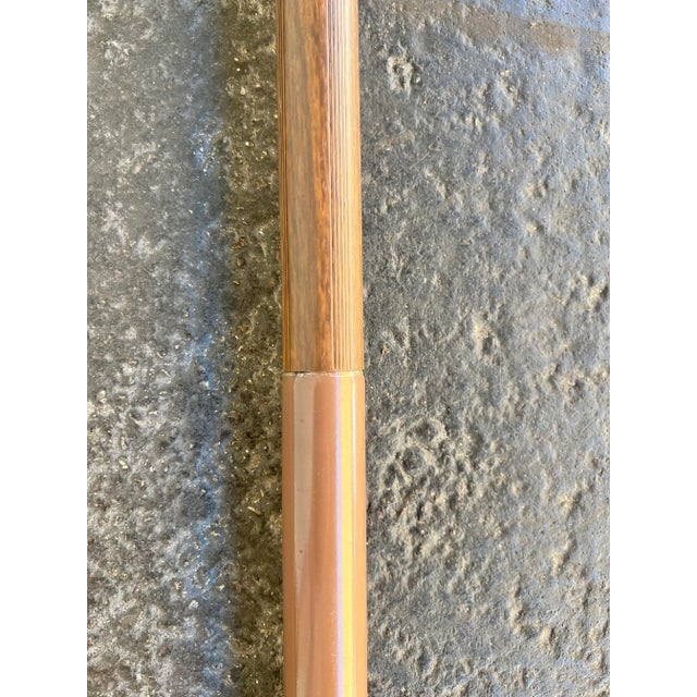 Wood Mid 20th Century Tension Pole Floor Lamp With Wicker Shades For Sale - Image 7 of 12