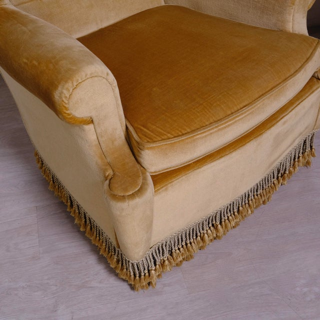 Set of Highback Armchairs in Beige Velvet with Wooden Legs, 1970s For Sale - Image 11 of 18