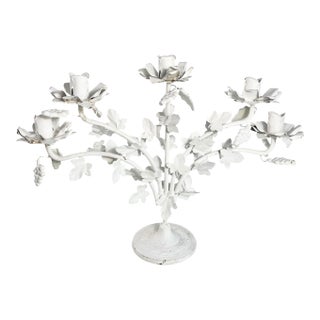 Vintage Tole Vine and Grape Motif Five Arm Candelabra For Sale
