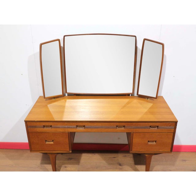 Mid Century Modern Vintage Teak Vanity Dresser by Butilux Danish Style For Sale In Greensboro - Image 6 of 9