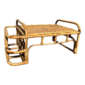 1980s Rattan Bamboo Tray