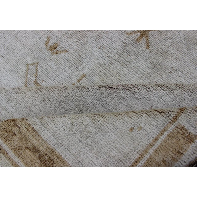 Muted Vintage Turkish Oushak Runner a Faint Tribal Design For Sale - Image 10 of 12