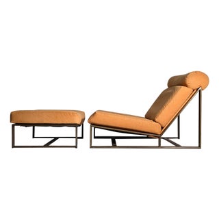 Early Rare Vintage Milo Baughman "Armless" Architectural Bronze Lounge Chair For Sale