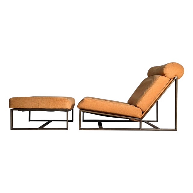 Early Rare Vintage Milo Baughman "Armless" Architectural Bronze Lounge Chair For Sale