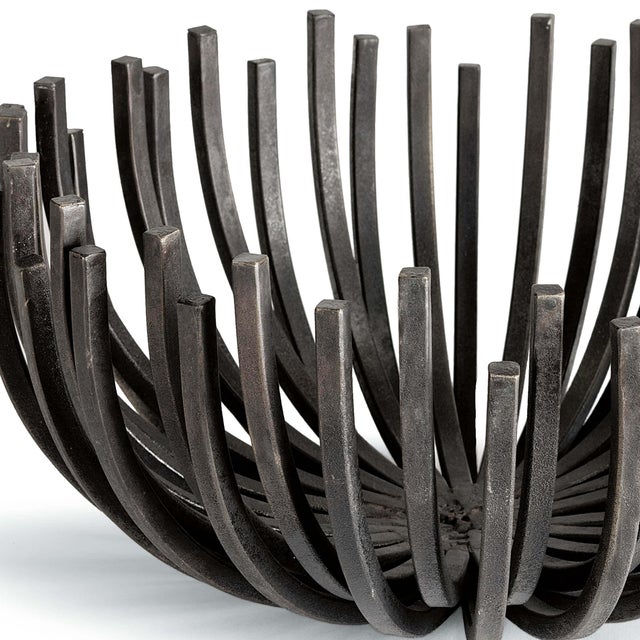 Regina Andrew Modern Webbed Bowl Circle Blackened Iron For Sale - Image 4 of 7